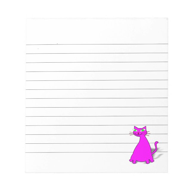 Pink Fat Cat Custom Lined  Notepad (Front)