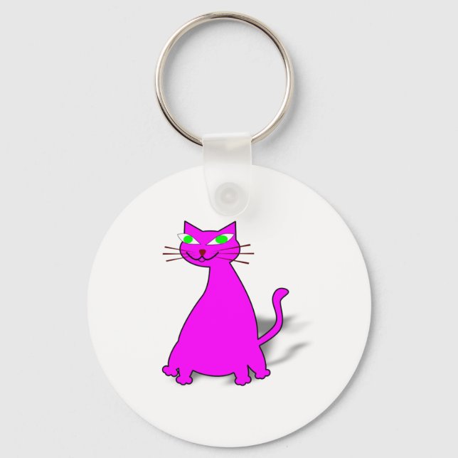 Pink Fat Cat Key Ring (Front)