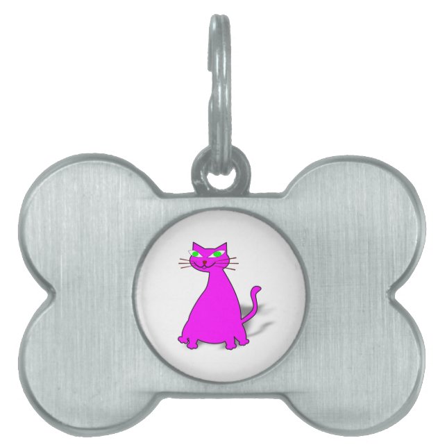 Pink Fat Cat Pet ID Tag (Front)