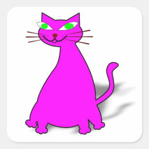 Pink Fat Cat Square Sticker