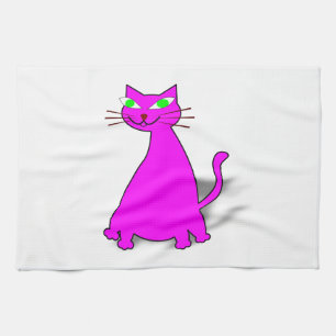 Pink Fat Cat Tea Towel