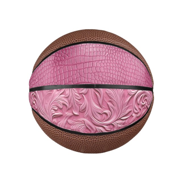 Pink Faux Alligator Animal  Mini Basketball (Front)