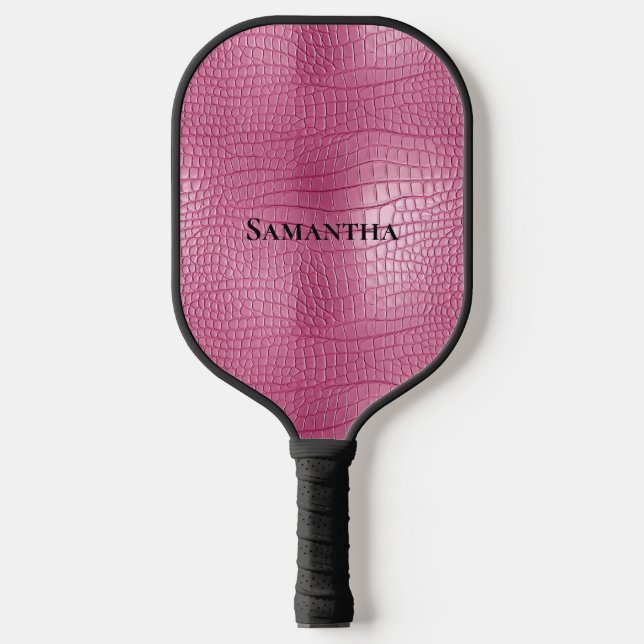 Pink Faux Alligator Animal  Pickleball Paddle (Front)