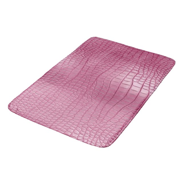 Pink Faux Alligator Animal Print Bath Mat (Angled)