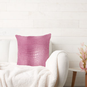 Pink Faux Alligator Animal Print Cushion