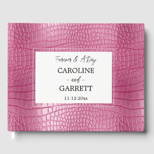 Pink Faux Alligator Animal Print Guest Book (Front)