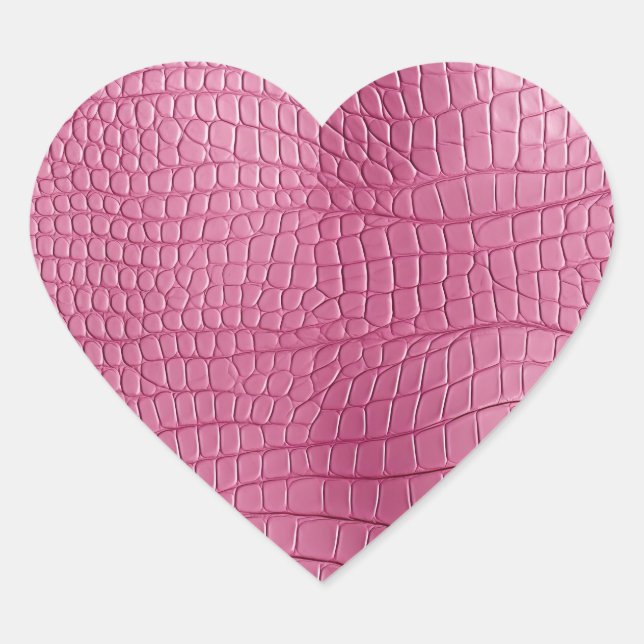 Pink Faux Alligator Animal Print Heart Sticker (Front)