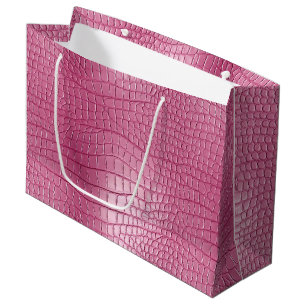 Pink Faux Alligator Animal Print Large Gift Bag