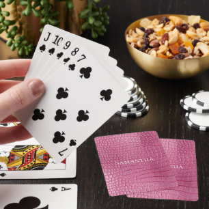Pink Faux Alligator Animal Print Playing Cards
