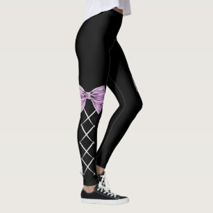 Pink Faux Bow Laced Up Spandex Leggings