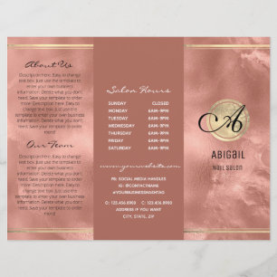 Pink Faux Foil Monogram Logo Trifold Brochure