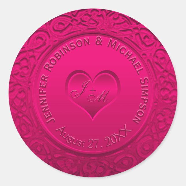 Pink Faux Foil Round Sticker (Front)