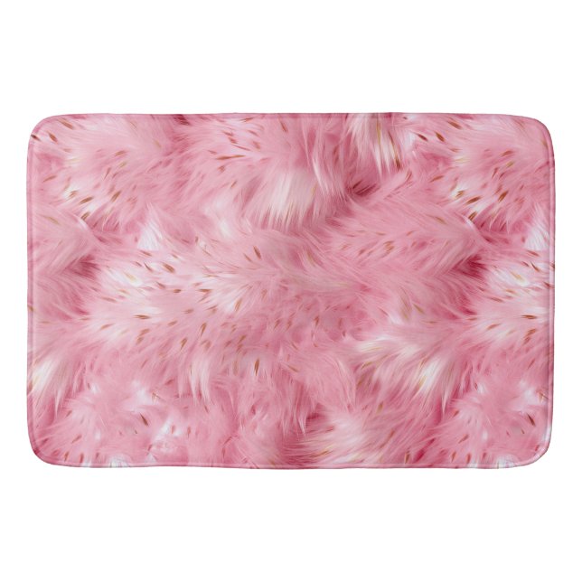 Pink Faux Fur Bath Mat (Front)