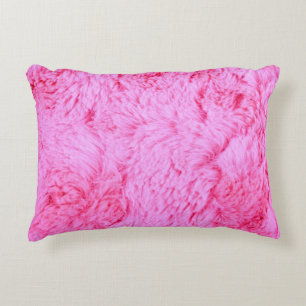 Pink Faux Fur Decorative Cushion