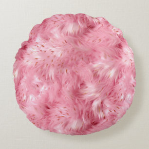 Pink Faux Fur Round Cushion