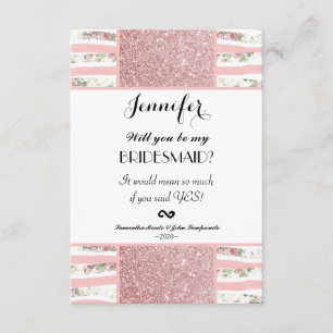 Pink Faux Glitter and Floral Brush Stroke Stripes Invitation