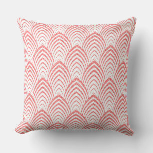 Pink Faux Glitter Art-Deco Geometric Pattern Cushion