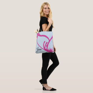 Pink Faux Glitter Butterfly Tote Bag