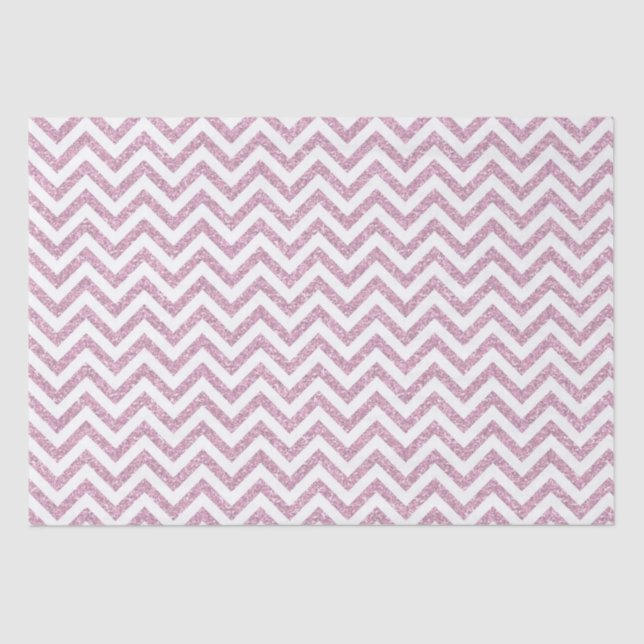 Pink Faux Glitter Chevron Tissue Paper (Front)