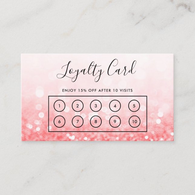 Pink Faux Glitter Custom Loyalty Card (Front)