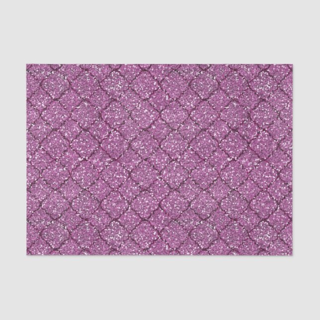Pink Faux Glitter Quatrefoil Tissue Paper (Front)