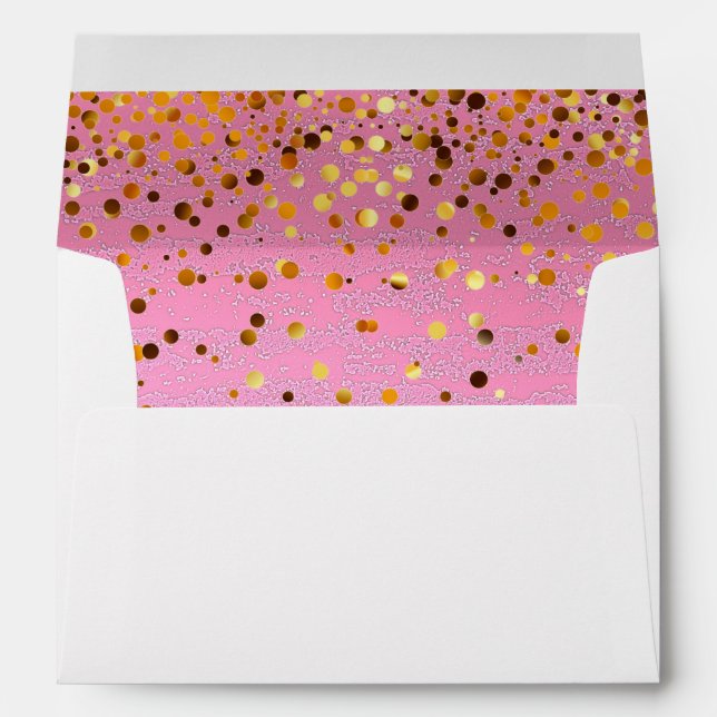 Pink Faux Gold Foil Confetti Elegant Sparkles Envelope (Back (Bottom))