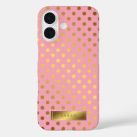 Pink Faux Gold Foil Polka Dots Pattern