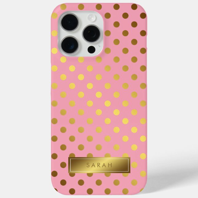 Pink Faux Gold Foil Polka Dots Pattern Case-Mate iPhone Case (Back)
