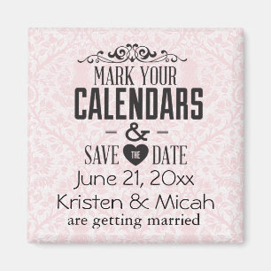 Pink Faux Lace Save the Date Magnet