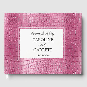 Pink Faux Leather Animal Print Wedding Guest Book
