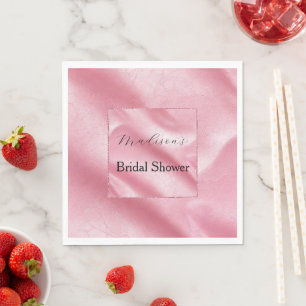 Pink Faux Leather Bridal Shower Napkin