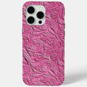 Pink Faux Leather iPhone 15 Pro Max Case