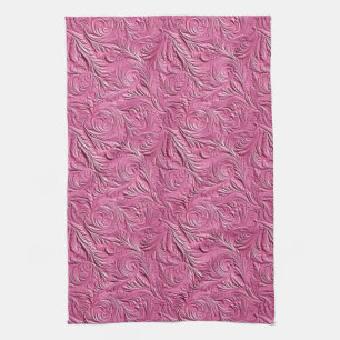 Pink Faux Leather  Tea Towel