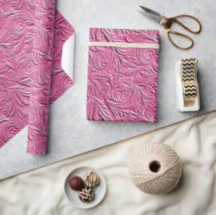 Pink Faux Leather  Wrapping Paper