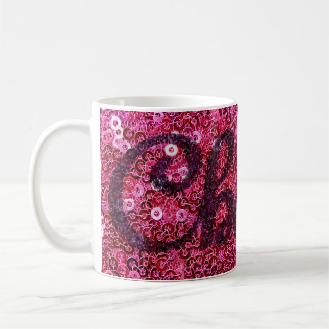 Pink Faux Sequins Cheers Coffee Mug (Left)