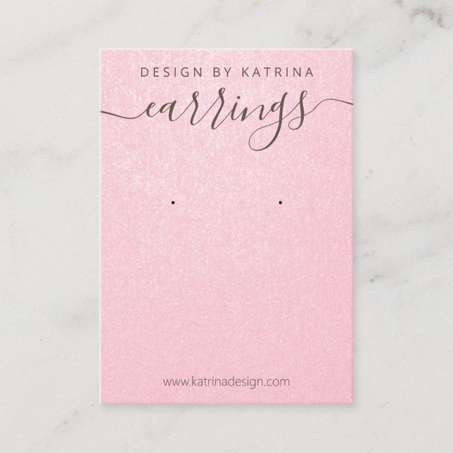 Pink FAUX Shimmer Paper Earring Display Business Card (Front)