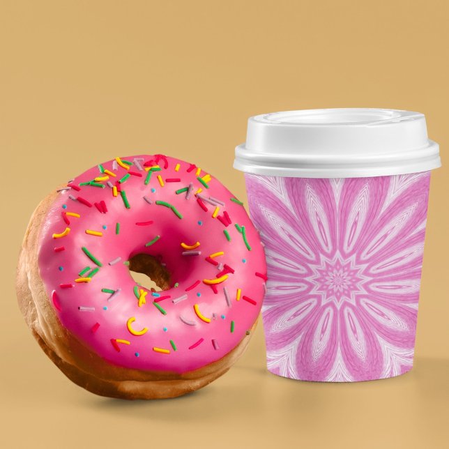 Pink Faux Tulle Flower Design Paper Cups (Creator Uploaded)