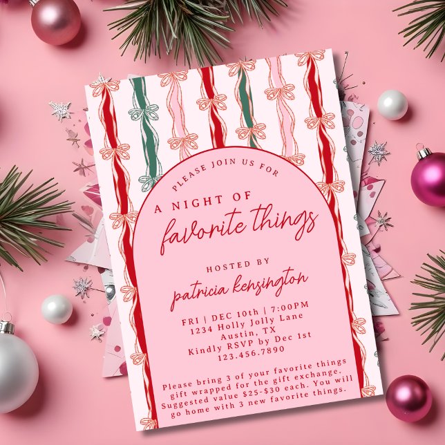 Pink Favourite Things Christmas Gift Exchange Part Invitation (Creator Uploaded)