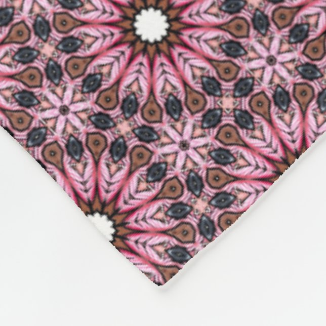 Pink Feather Boho  Fleece Blanket (Corner)