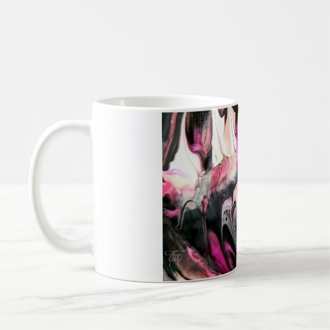 Pink feather coffee mug (Left)