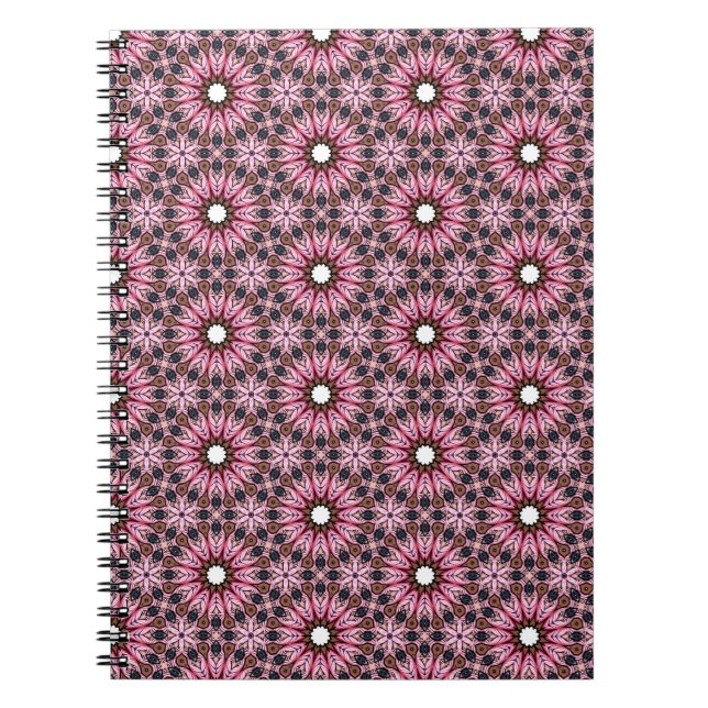 Pink Feather Mandala Boho Notebook (Front)