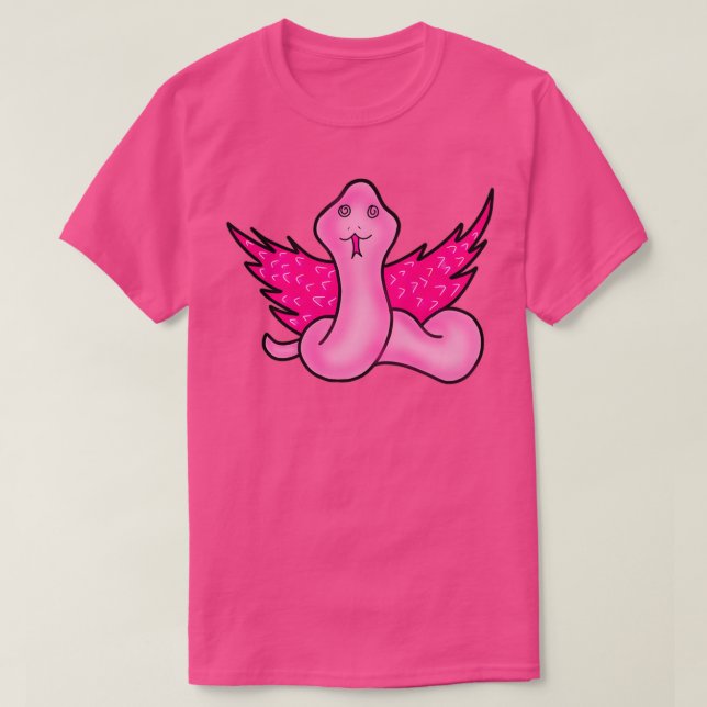 pink feather snake positioned snake flying snake  T-Shirt (Design Front)