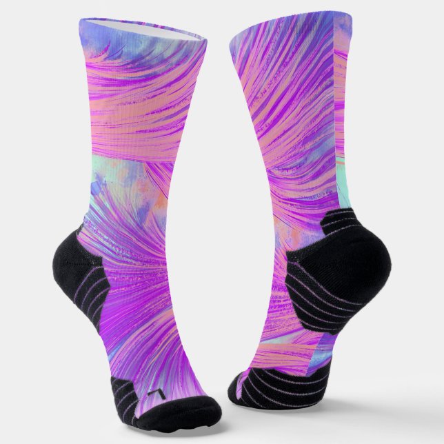 Pink feather  socks (Angled)