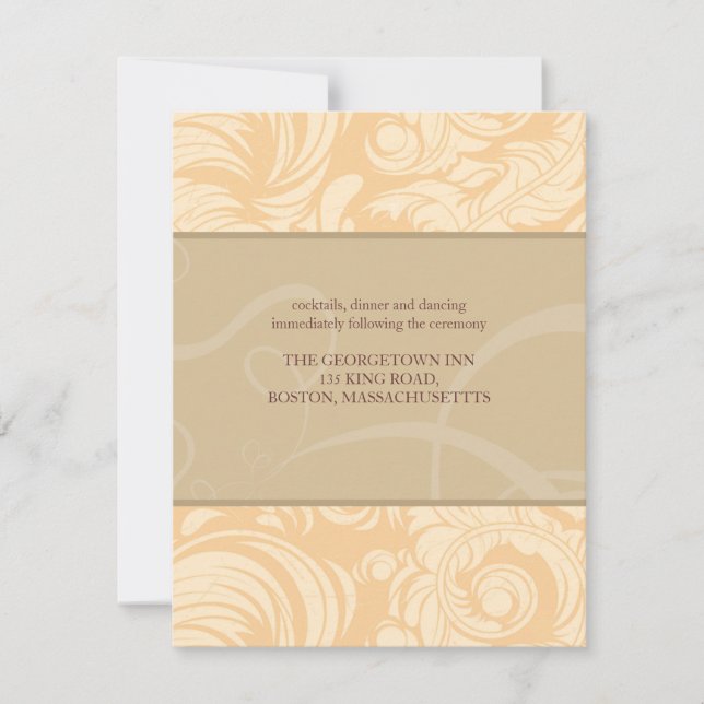 Pink Feather Wedding reception card (Front)