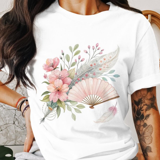 Pink Feathers and Fan T-Shirt (Creator Uploaded)