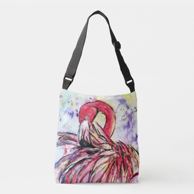 Pink feathers crossbody bag (Front)