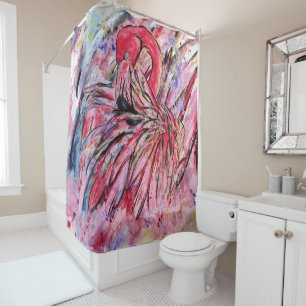 Pink feathers shower curtain