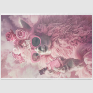  Pink Feathery Llama Decoupage  Tissue Paper