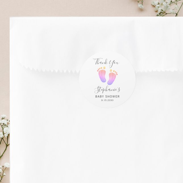 Pink Feet Baby Shower  Classic Round Sticker (Creator Uploaded)