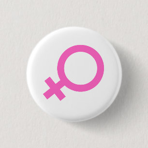 Pink Female Gender Symbol Button